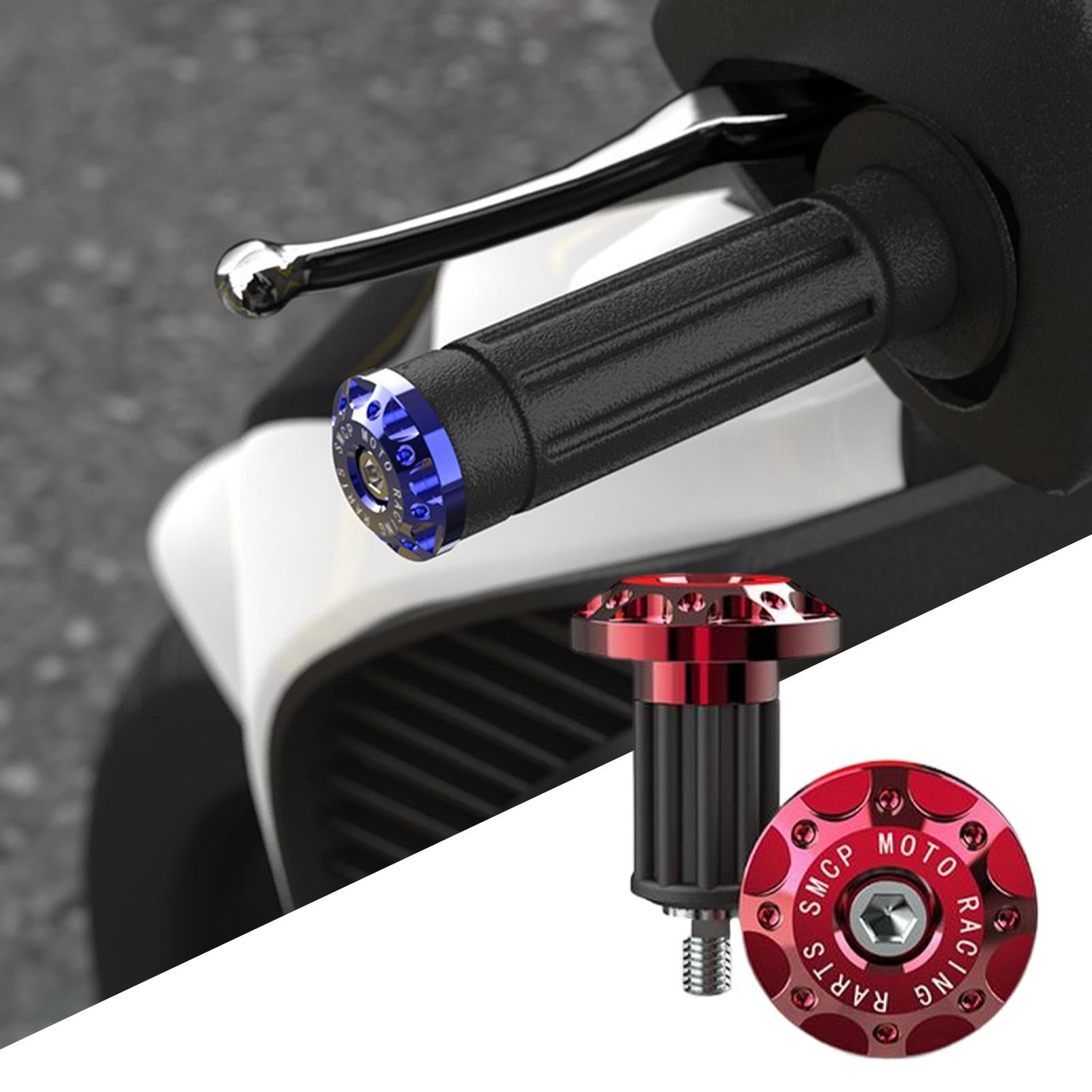 6x2Pcs Motorcycle Handle Bar End Grips Plug Caps CNC Aluminum Alloy  Red