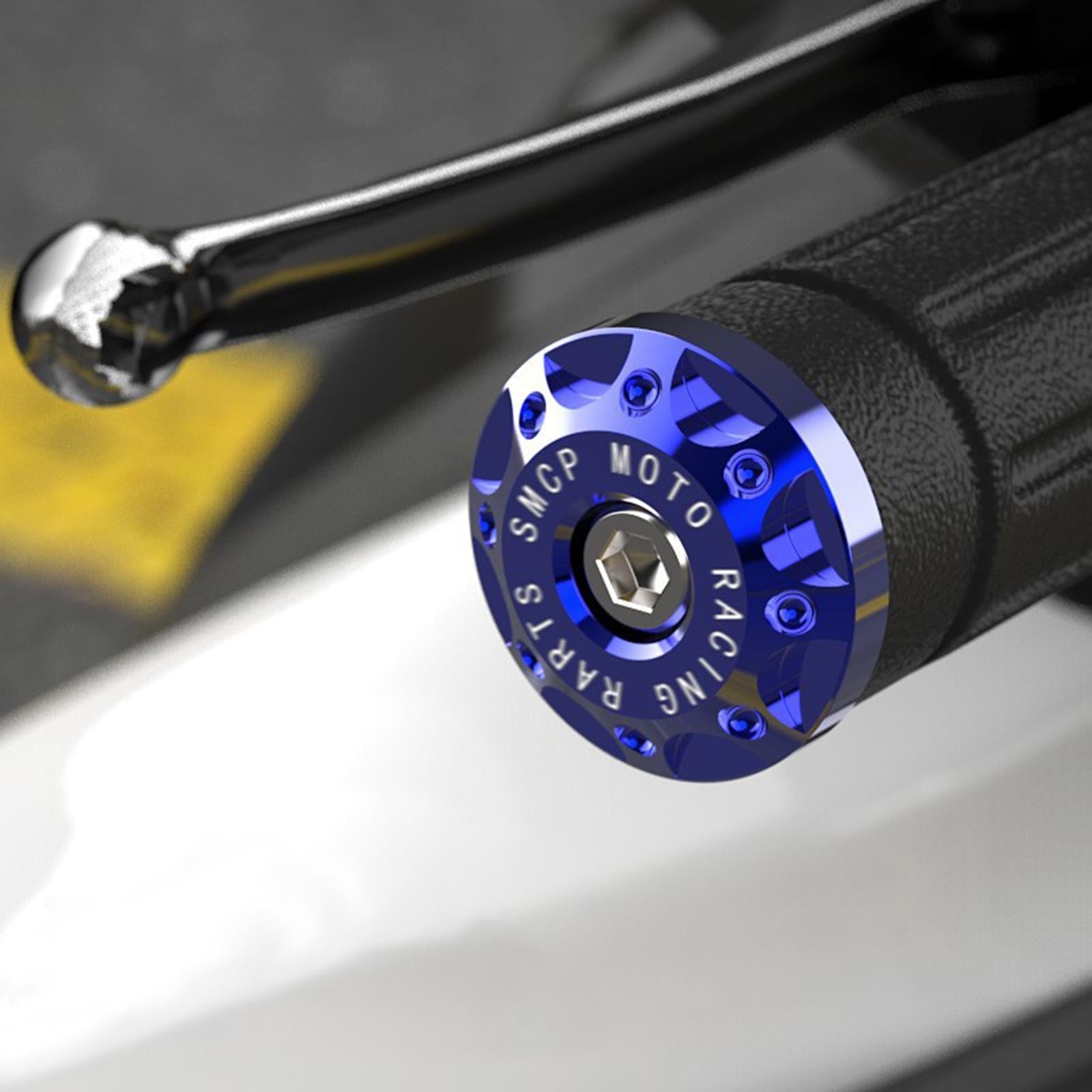 2Pcs Motorcycle Handle Bar End Grips Plug Caps CNC Aluminum Alloy  Red