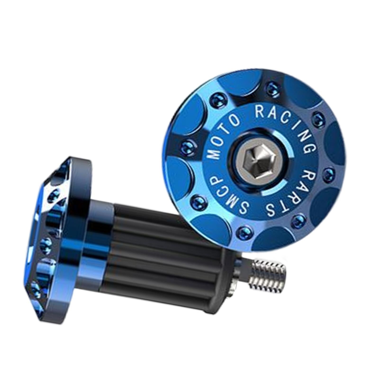 3x2Pcs Motorcycle Handle Bar End Grips Plug Caps CNC Aluminum Alloy  Blue