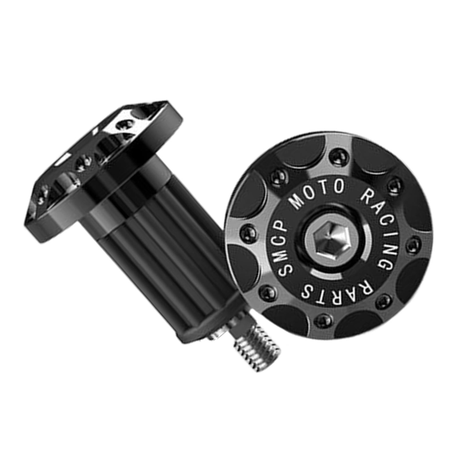 3x2Pcs Motorcycle Handle Bar End Grips Plug Caps CNC Aluminum Alloy  Black