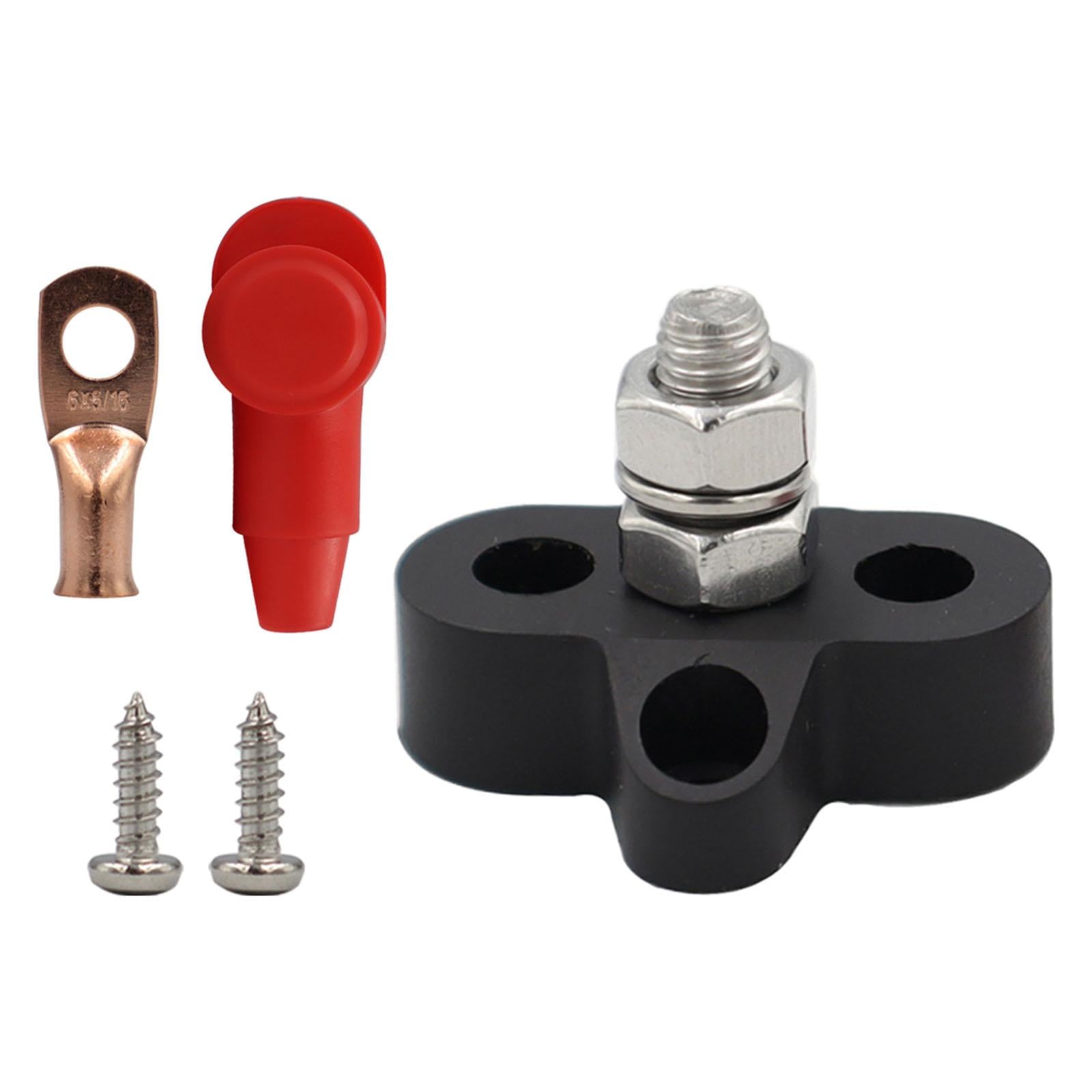 power Distribution Terminal Block Kits 48V for Truck Car RV Black Single Stud