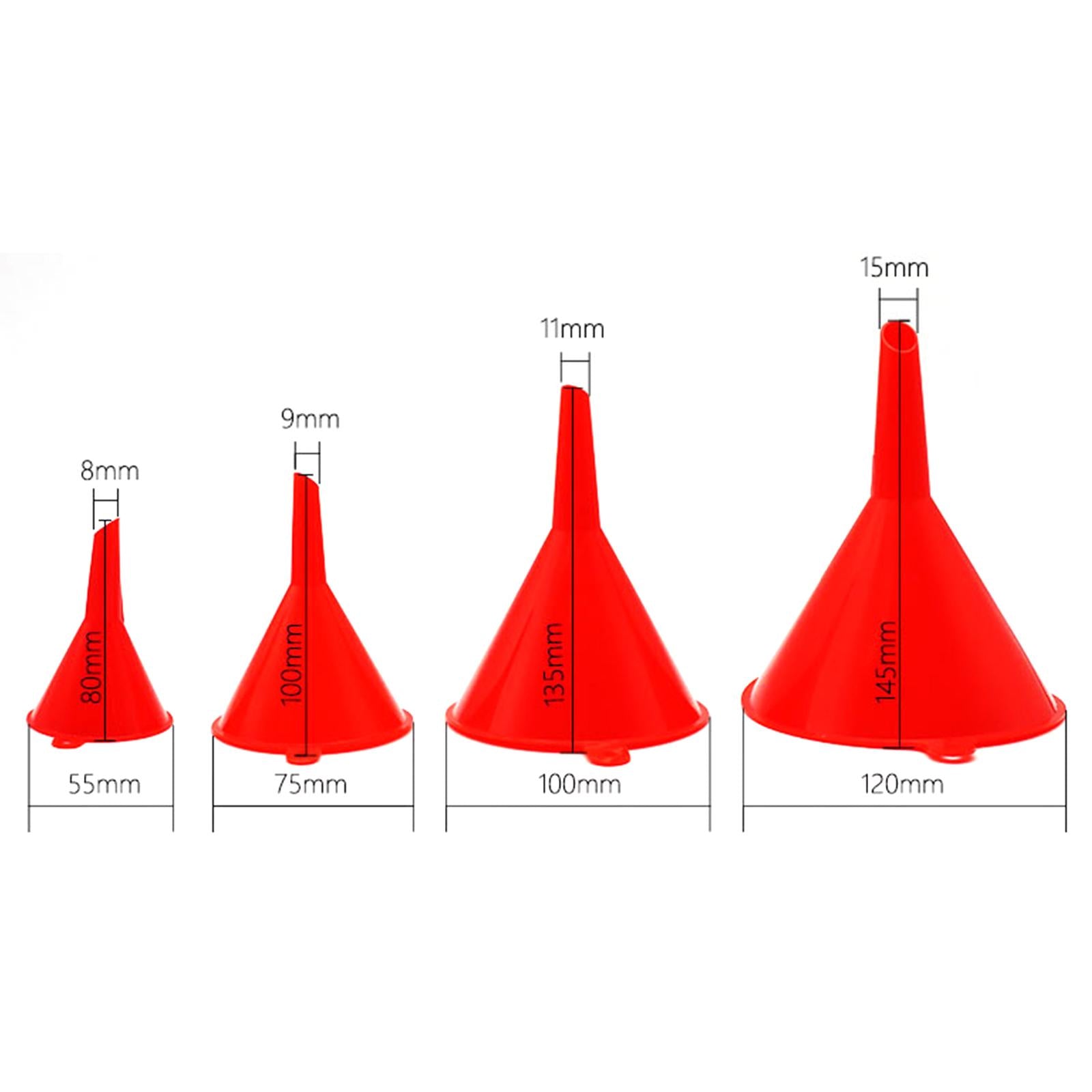 4xAutomotive Funnels Portable Red for Cooking Use Filling Bottles Gas
