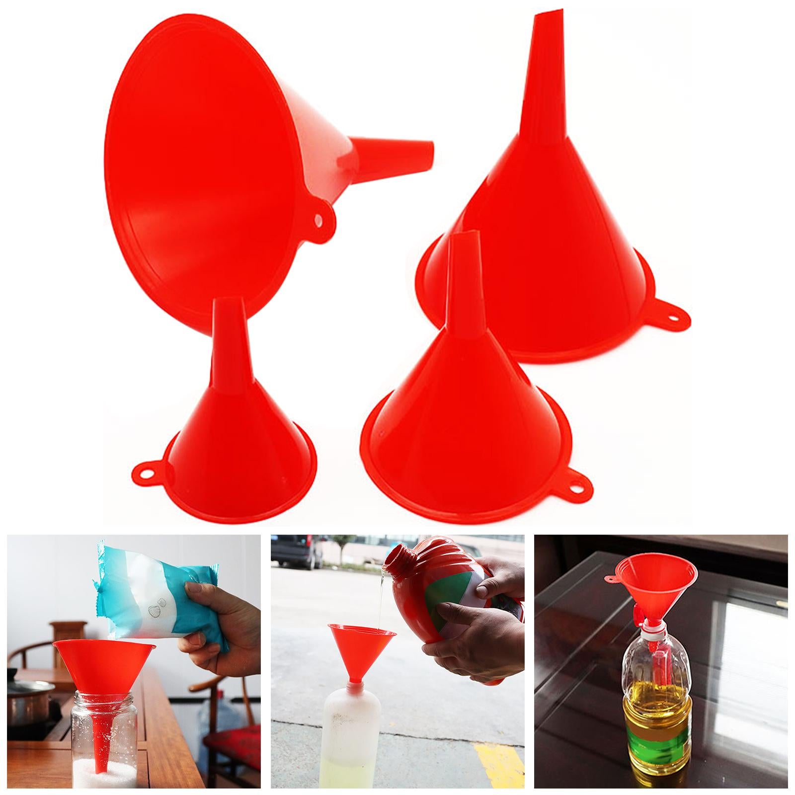 4xAutomotive Funnels Portable Red for Cooking Use Filling Bottles Gas