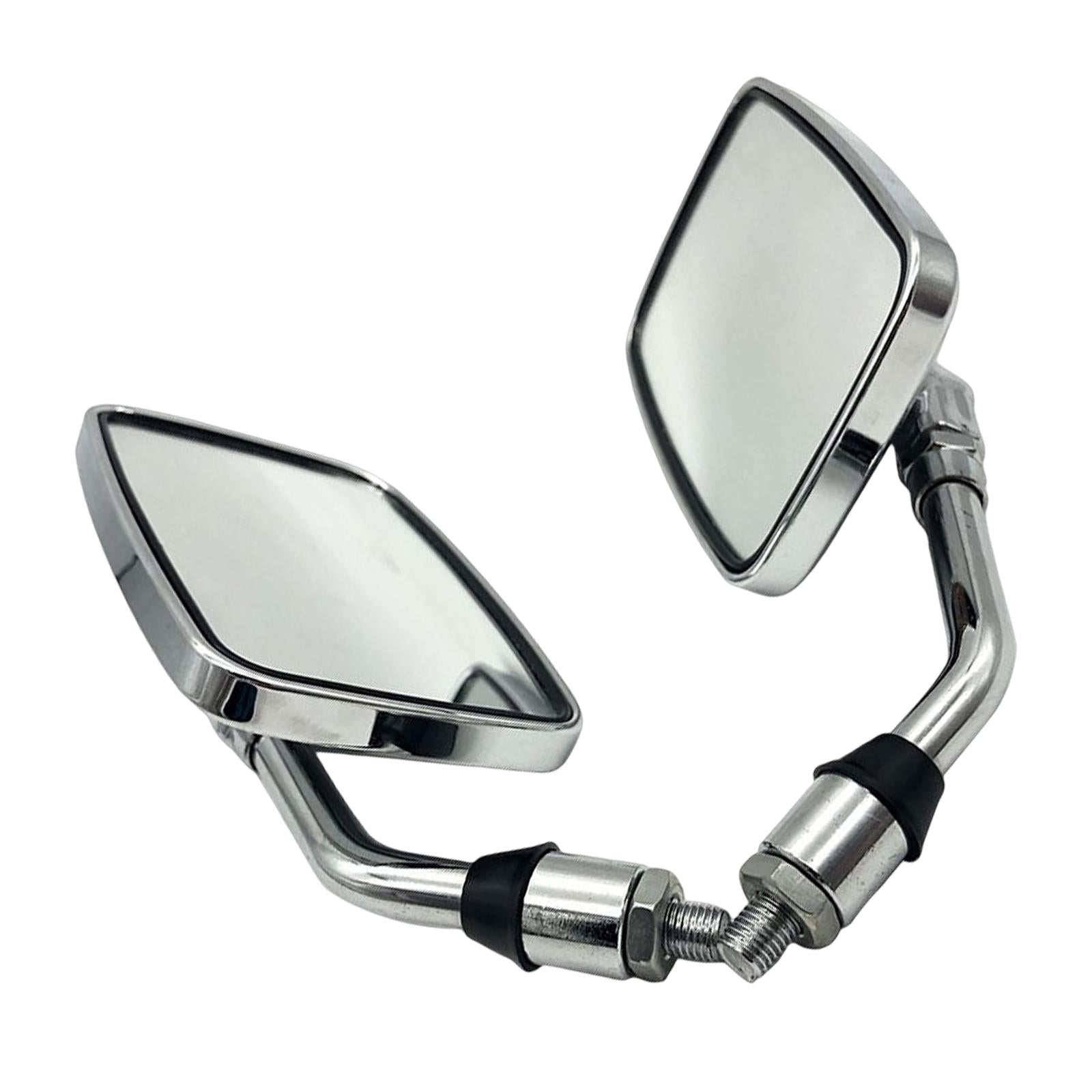 Scooters Motorbike Rear View Side Mirrors Chrome Universal 8mm Rectangle