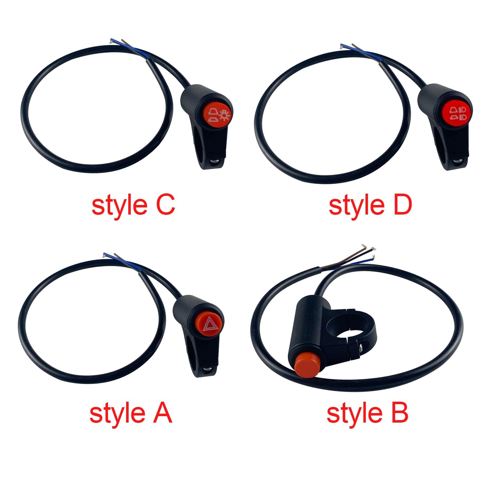 2xMotorcycle Hazard Light Switch Button for Motorbike Modified Parts style A
