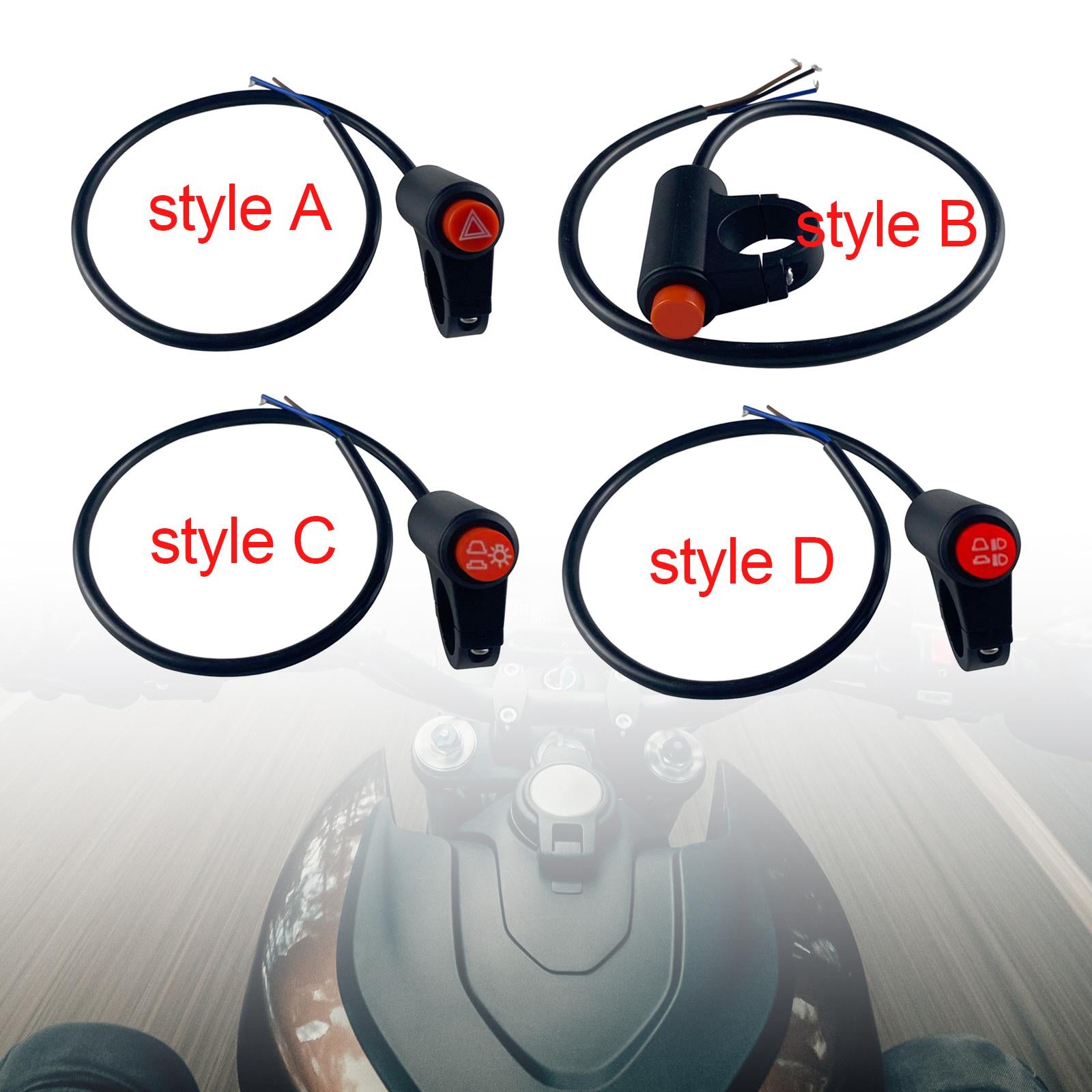 4xMotorcycle Hazard Light Switch Button for Motorbike Modified Parts style A