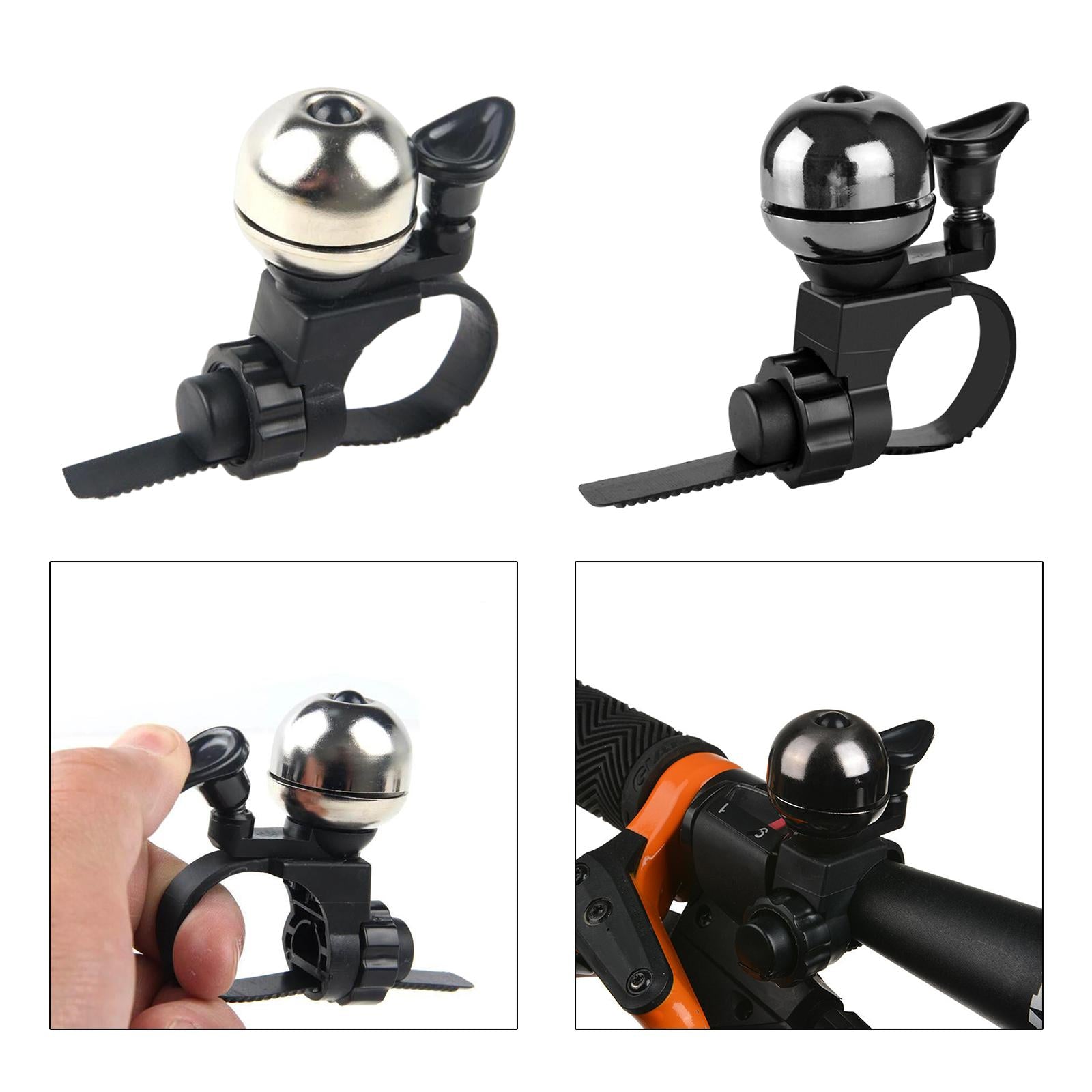 4xBike Bell Loud Crisp Clear Sound Accessory 90dB Brass Bell for Kids White