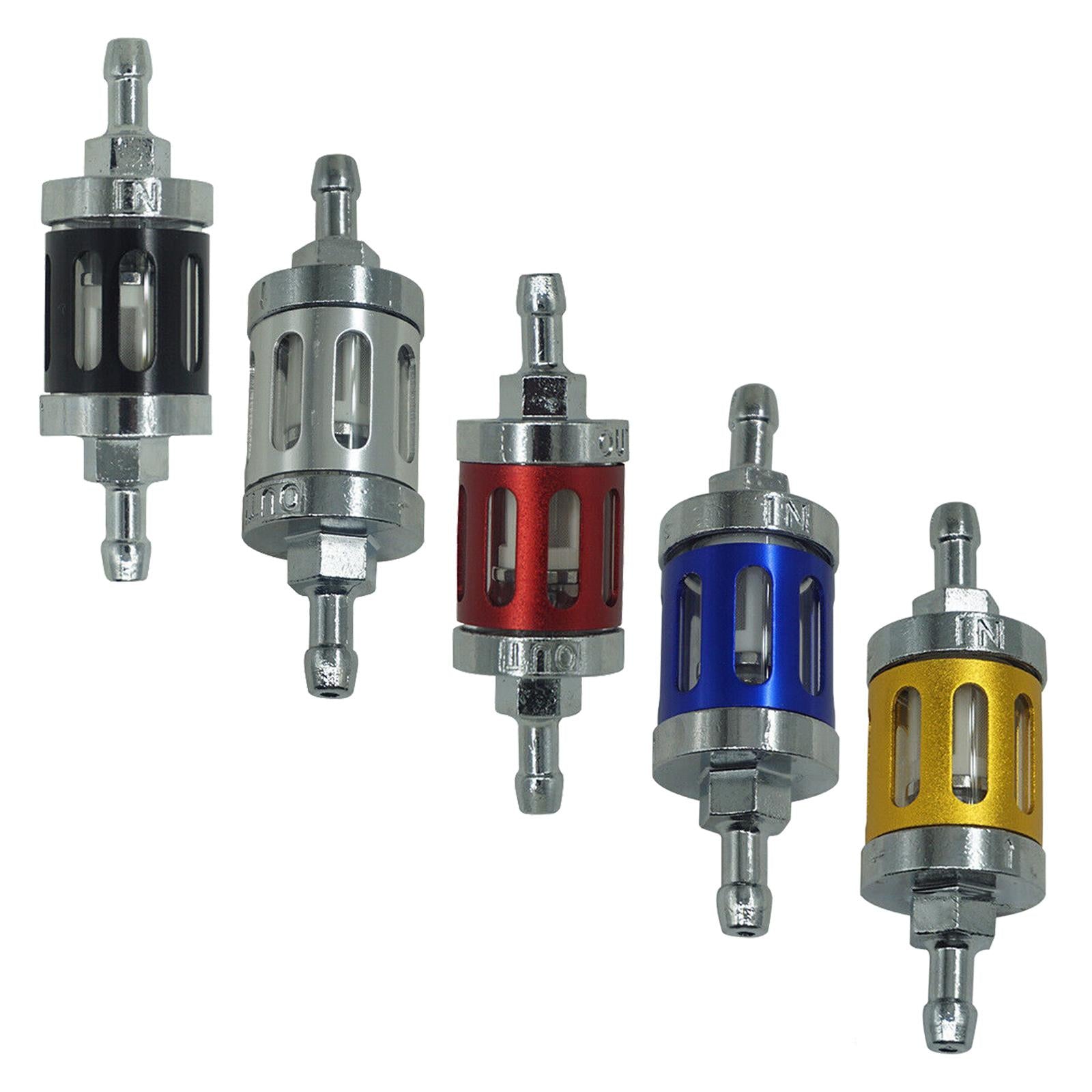 4xMotorcycle Fuel Filter Gasoline Oil Filter Universal Reusable Aluminum Alloy Black