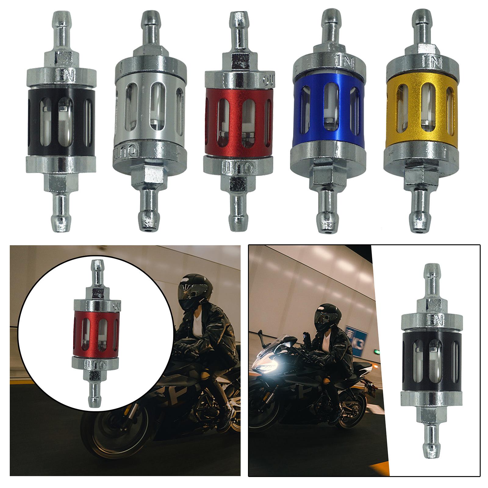 4xMotorcycle Fuel Filter Gasoline Oil Filter Universal Reusable Aluminum Alloy Black