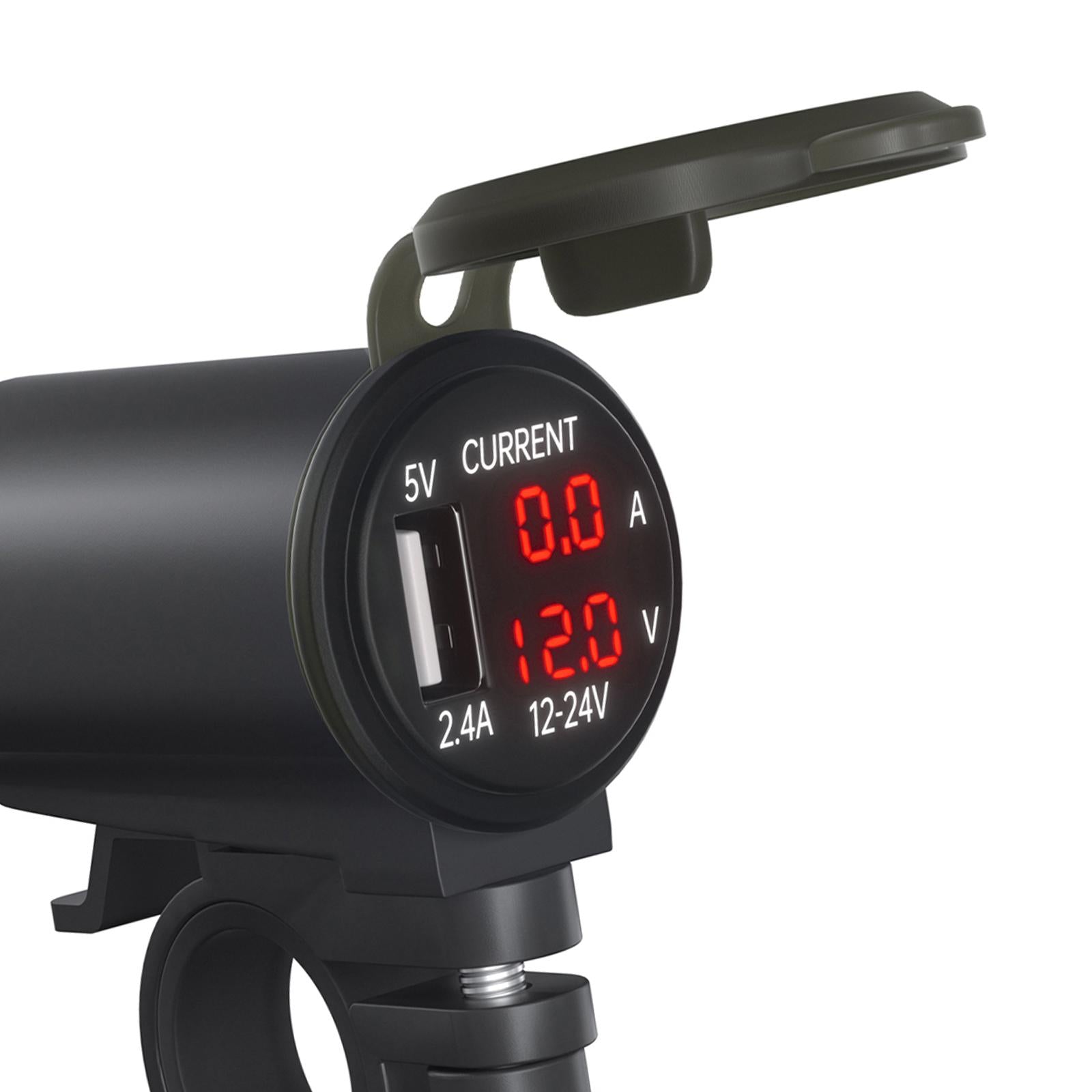 DC12-24V USB Charger USB Car Charger for Motorcycle ATV SUV Marine Boat Red  Led