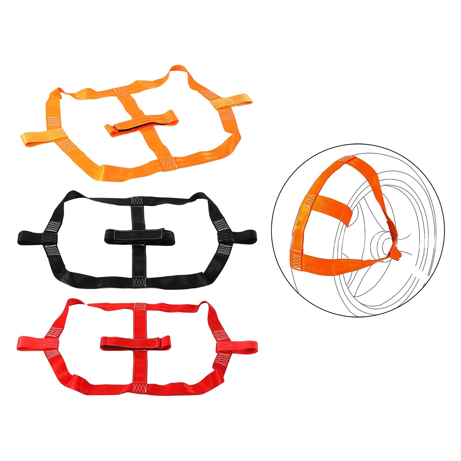 Motorcycle Rear Wheel Tie Down Strap Strong Polyester Tire Transport Harness Orange