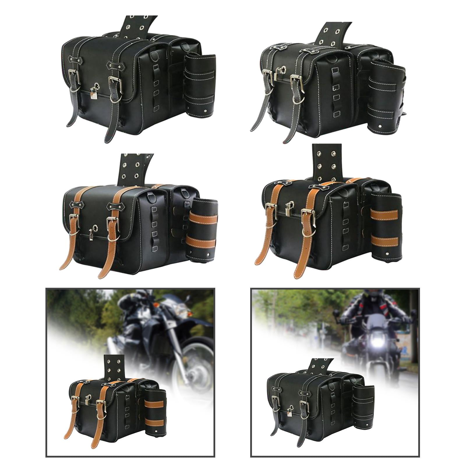 Motorcycle Saddle Bag 1Pair Tool Bag for Motorcycle Motorbike Dirt Bike Black 33x25x13cm