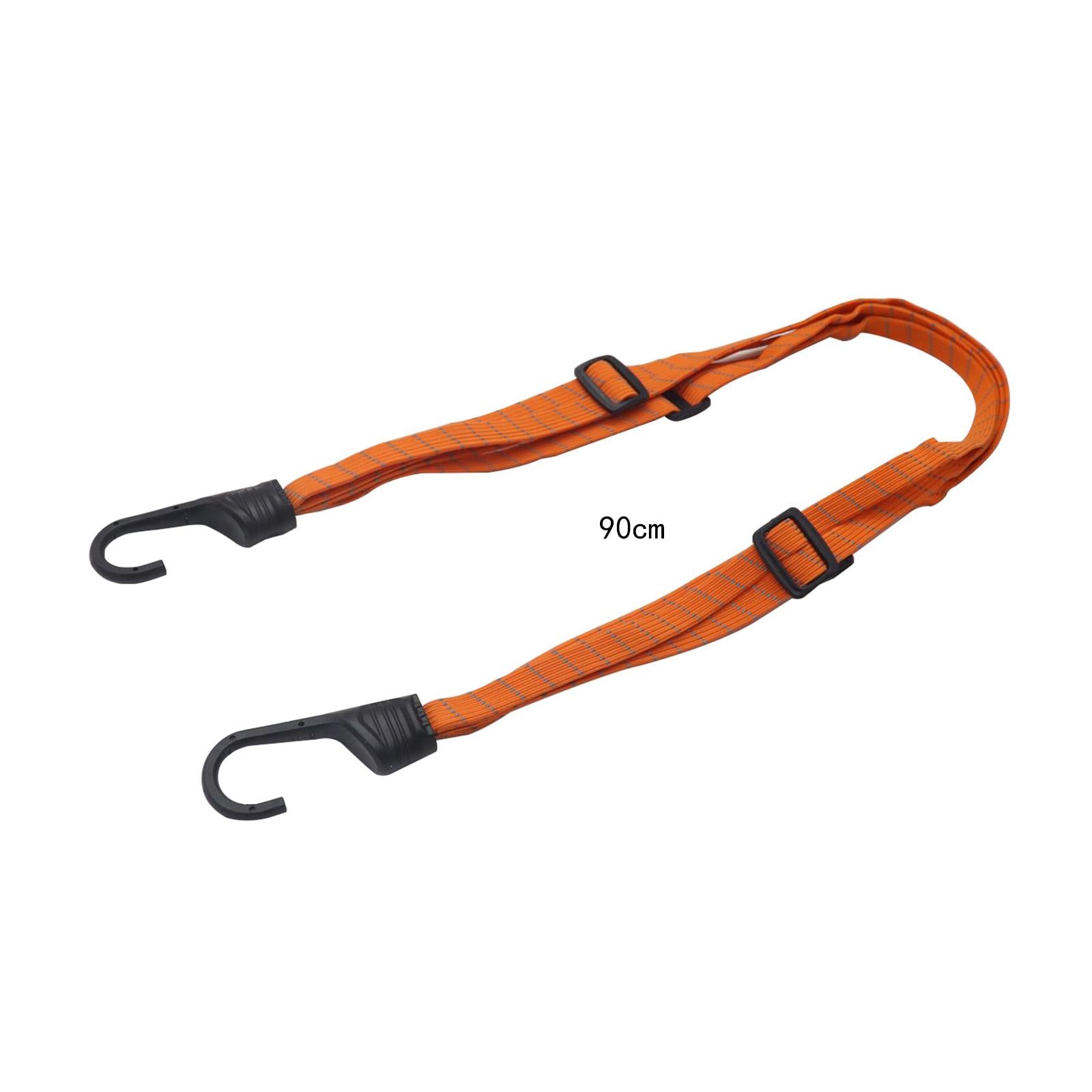 4Pcs Motorcycle Luggage Helmet Elastic Strap Convenient Tool with Arch Hooks Orange 90cm