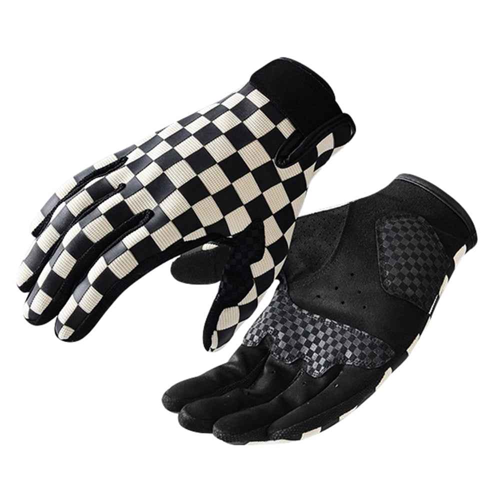 GOLOVEJOY XG89 Checkerboard Pattern Motorcycle Riding Gloves Breathable Anti Slip Touchscreen Mittens - Black/M