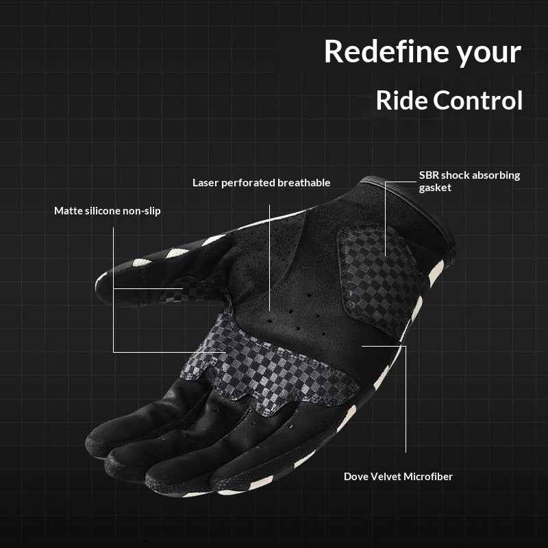GOLOVEJOY XG89 Checkerboard Pattern Motorcycle Riding Gloves Breathable Anti Slip Touchscreen Mittens - Green/S