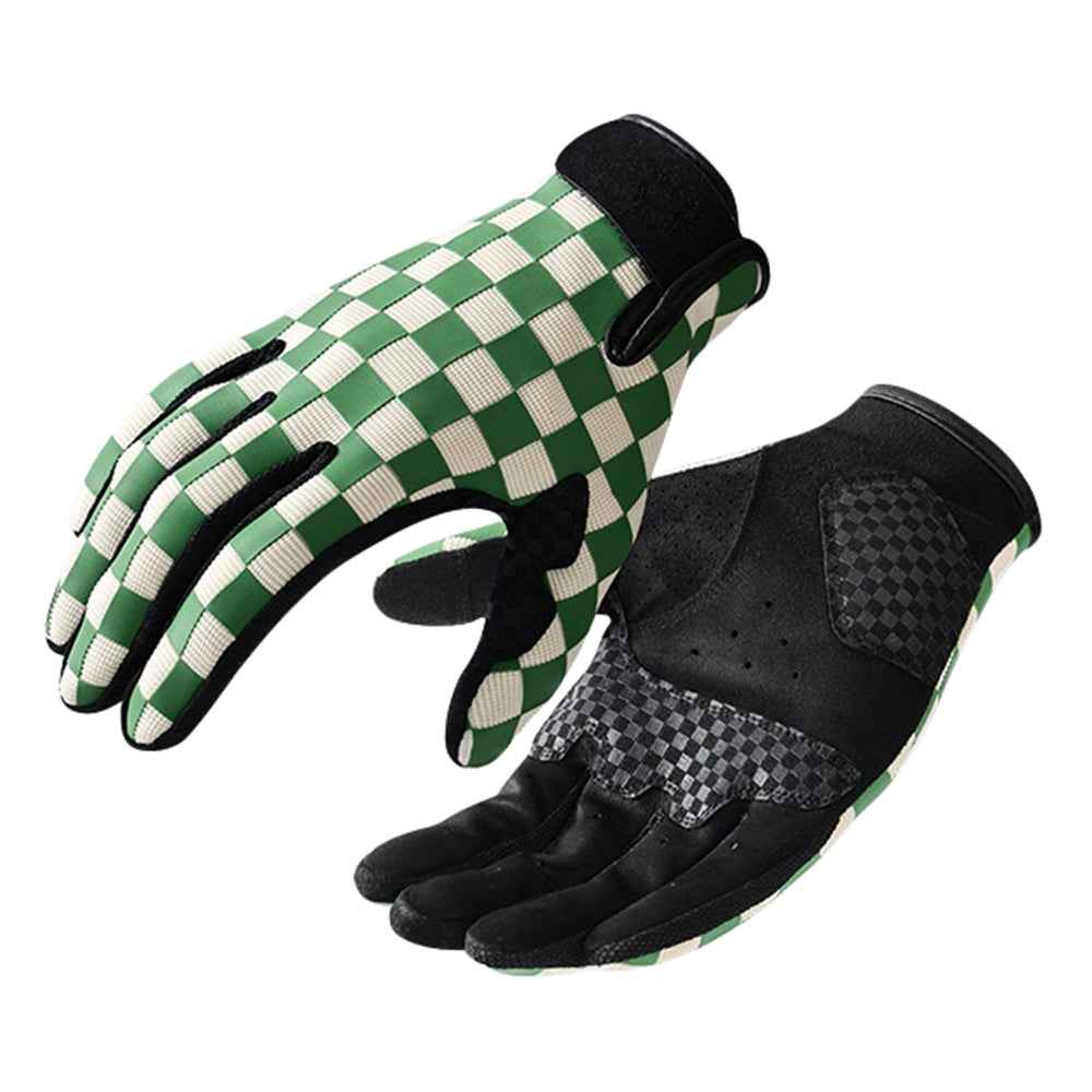 GOLOVEJOY XG89 Checkerboard Pattern Motorcycle Riding Gloves Breathable Anti Slip Touchscreen Mittens - Green/XXL