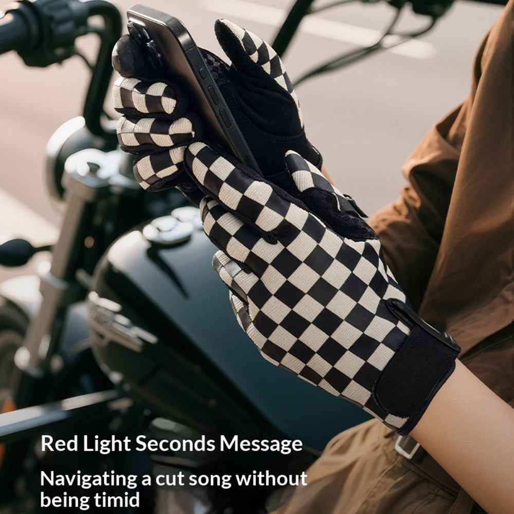 GOLOVEJOY XG89 Checkerboard Pattern Motorcycle Riding Gloves Breathable Anti Slip Touchscreen Mittens - Pink/S