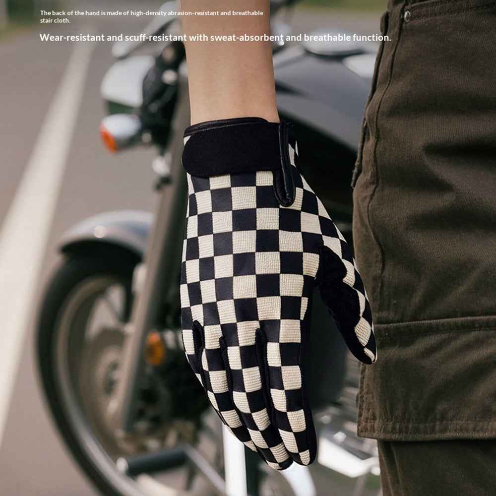 GOLOVEJOY XG89 Checkerboard Pattern Motorcycle Riding Gloves Breathable Anti Slip Touchscreen Mittens - Pink/XXL