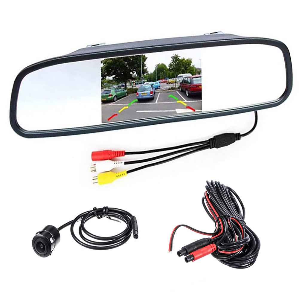 RG-202 Car Rear View Mirror Display 4.3'' Truck Rearview Mirror Screen with Waterproof Round Camera