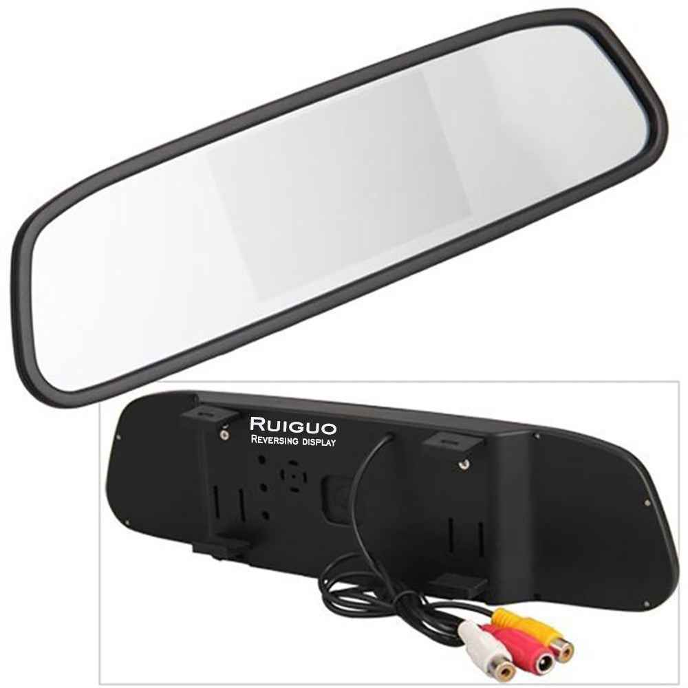 RG-202 Car Rear View Mirror Display 4.3'' Truck Rearview Mirror Screen with Waterproof Round Camera