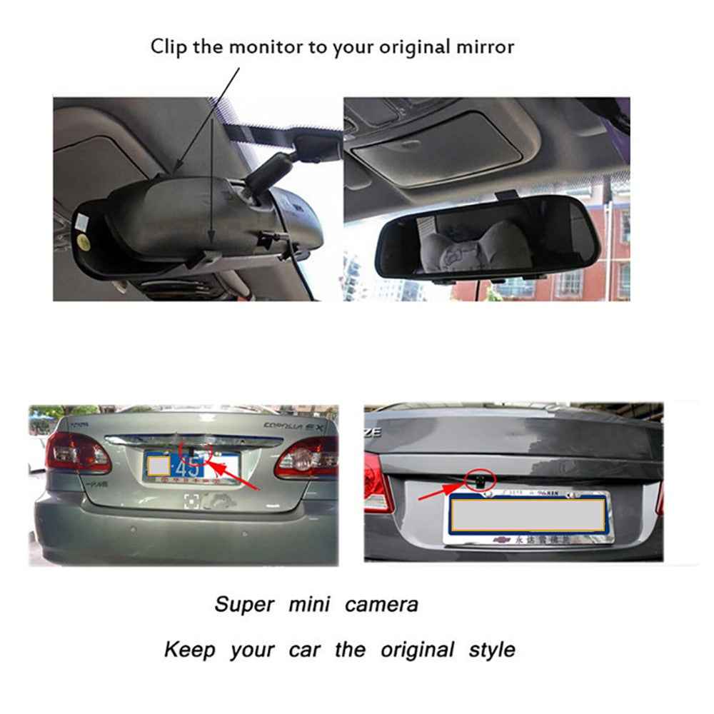 RG-202 Car Rear View Mirror Display 4.3'' Truck Rearview Mirror Screen with Waterproof Round Camera