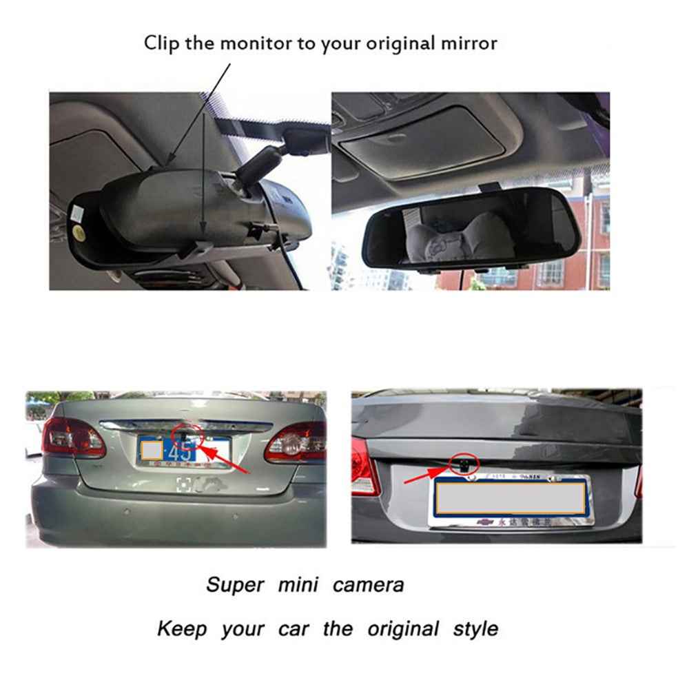 RG-203 4.3'' Car Rearview Mirror Display Screen Rear View Mirror with HD 4-LED Camera