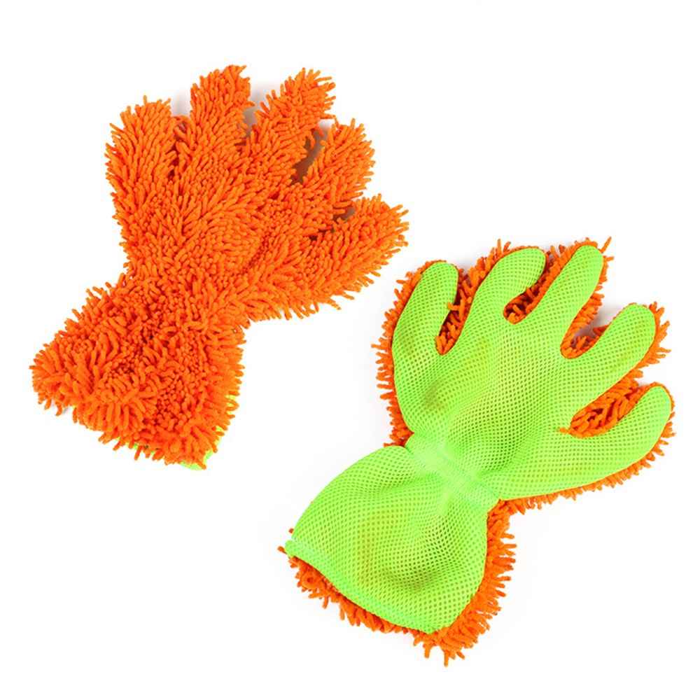 BY-835 Chenille Car Washing Glove Strong Water Absorption Double-sided Car Cleaning Glove - Orange
