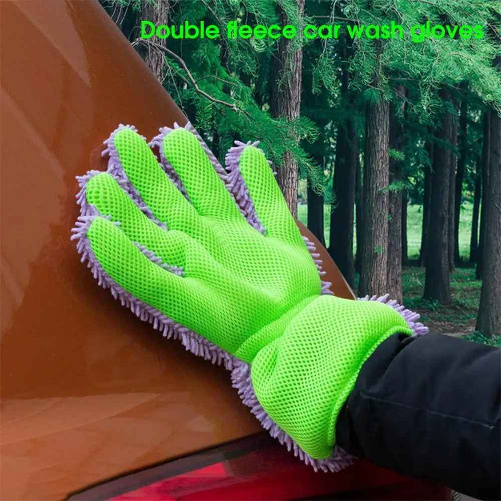 BY-835 Chenille Car Washing Glove Strong Water Absorption Double-sided Car Cleaning Glove - Orange