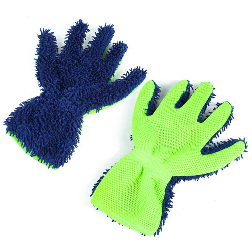 BY-835 Chenille Car Washing Glove Strong Water Absorption Double-sided Car Cleaning Glove - Dark Blue