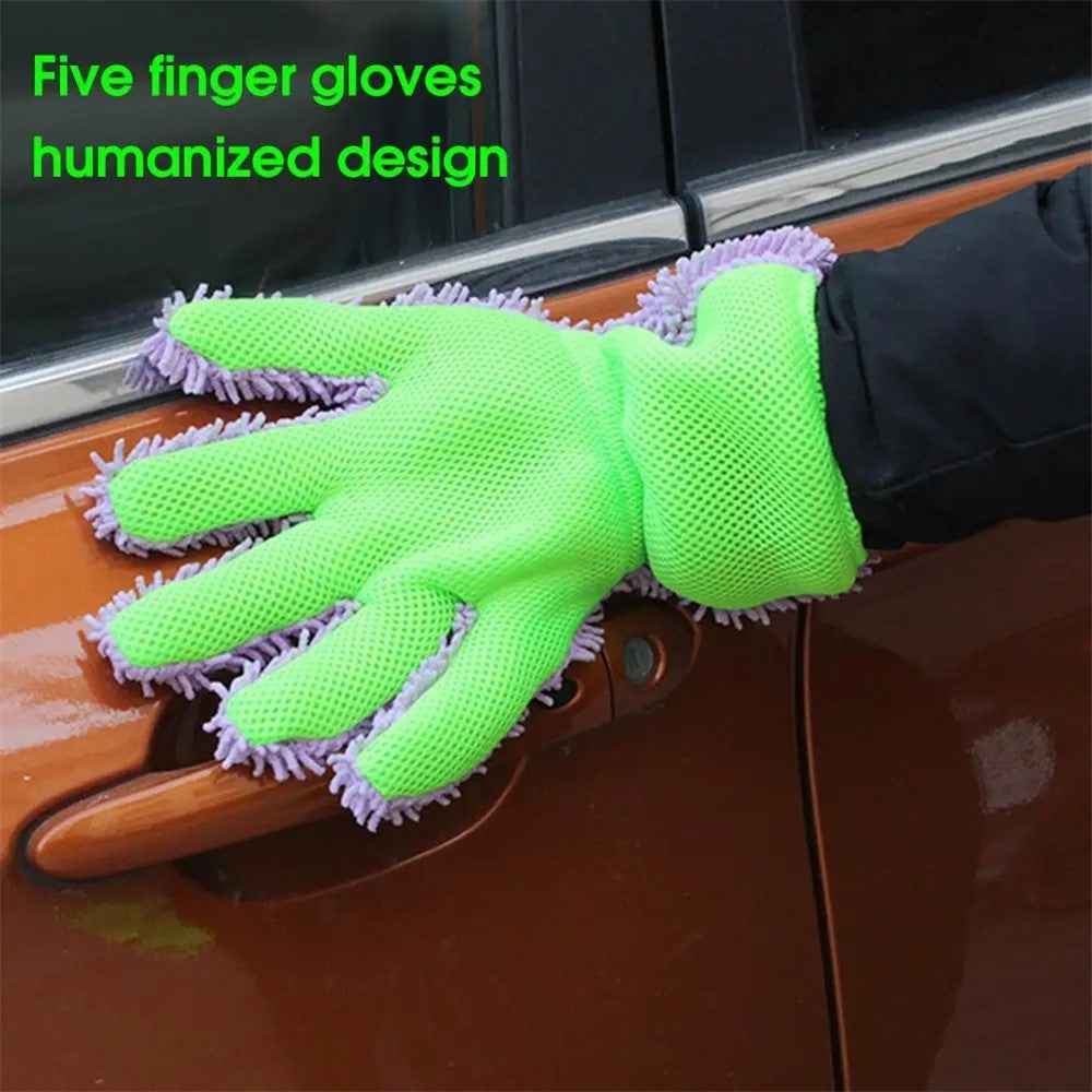 BY-835 Chenille Car Washing Glove Strong Water Absorption Double-sided Car Cleaning Glove - Dark Blue