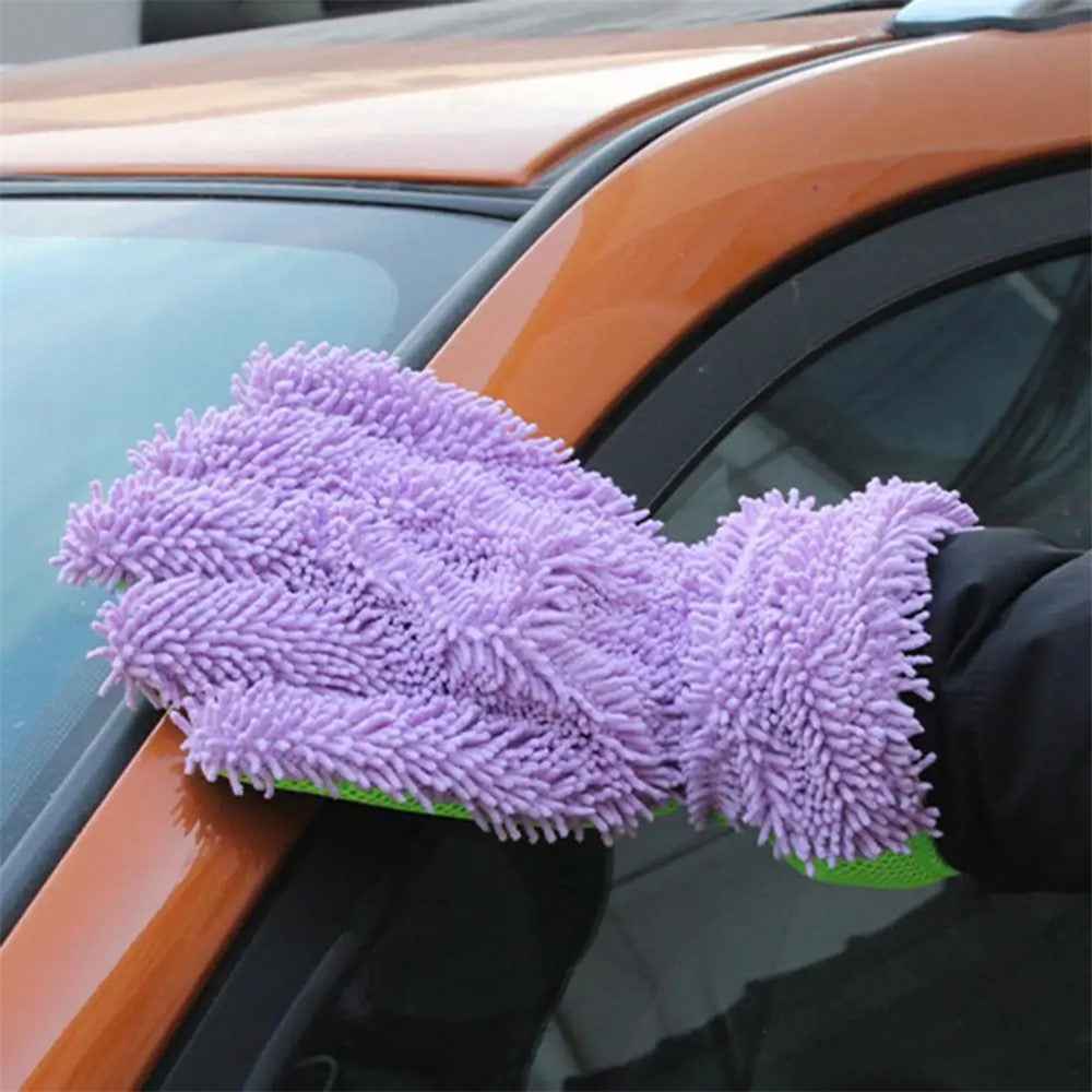 BY-835 Chenille Car Washing Glove Strong Water Absorption Double-sided Car Cleaning Glove - Dark Blue