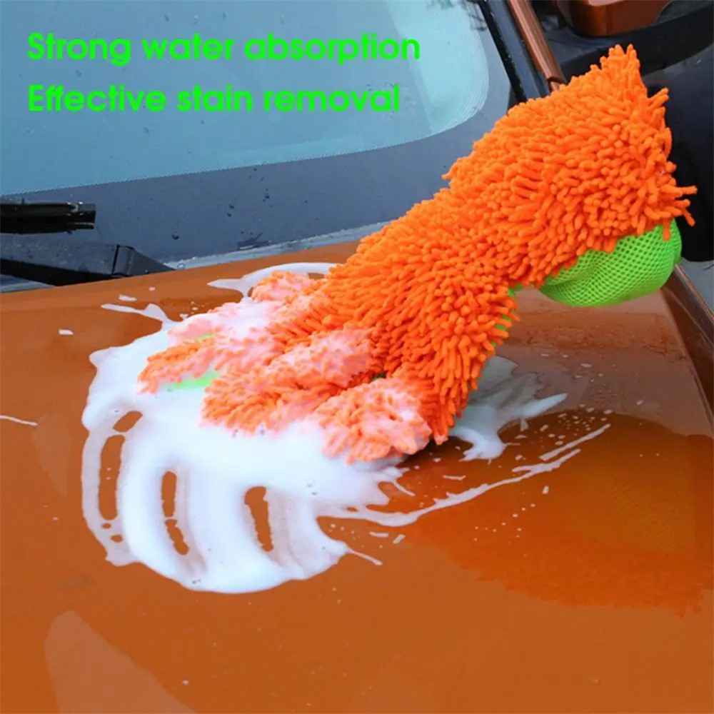 BY-835 Chenille Car Washing Glove Strong Water Absorption Double-sided Car Cleaning Glove - Purple
