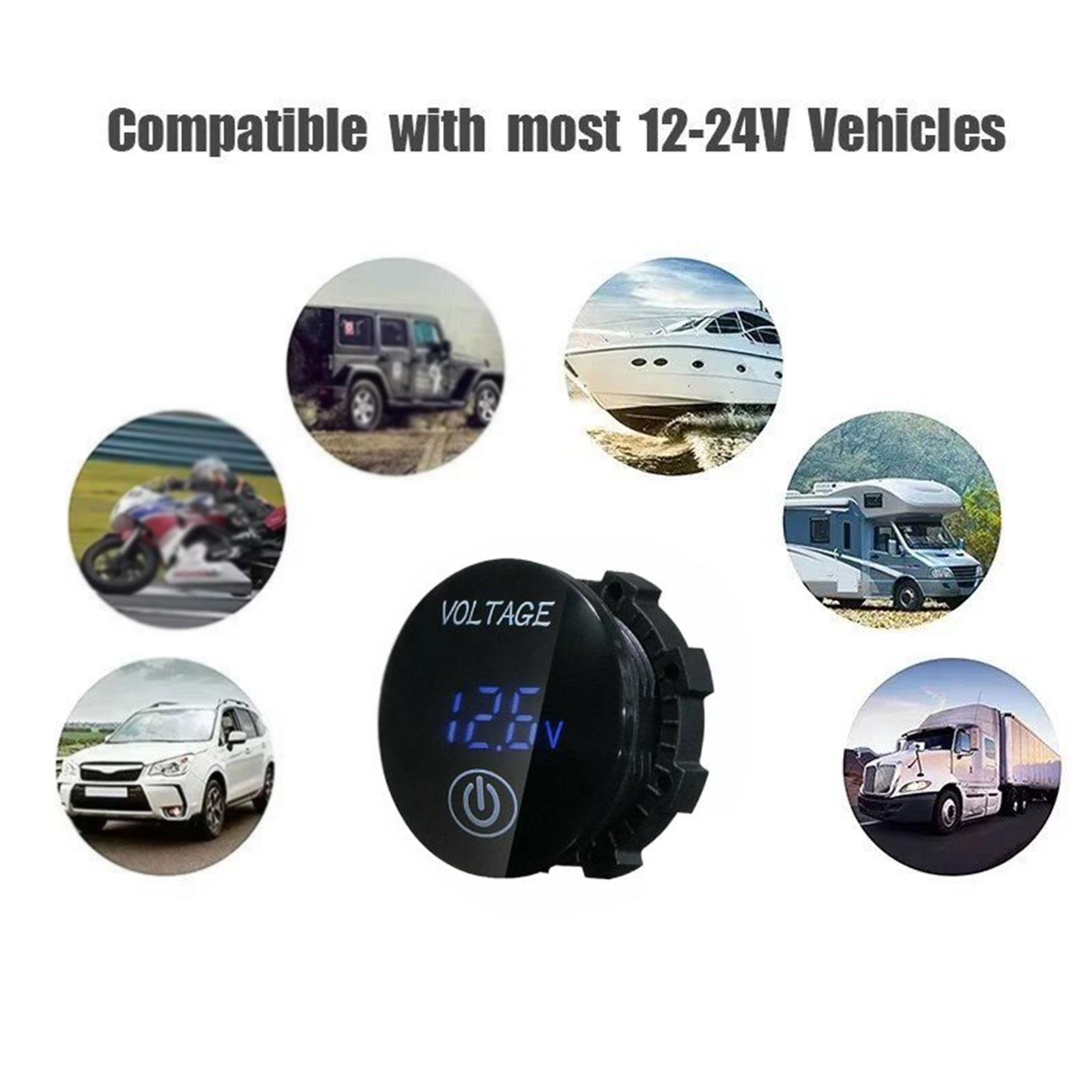 Car Gauge Voltmeter 12V-24V Easily Install Multipurpose Sturdy Voltmeter blue