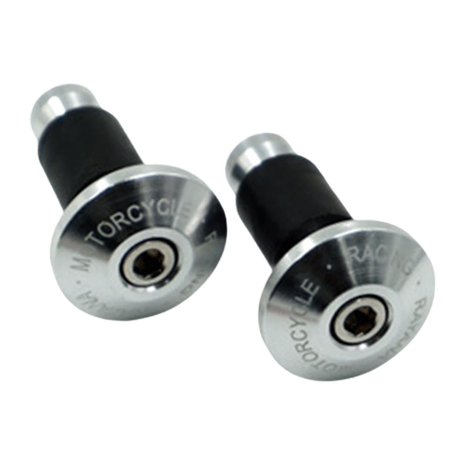 2 Pieces Motorcycle Handlebar Ends Sturdy Spare Part Motorcycle Bar End Cap silver