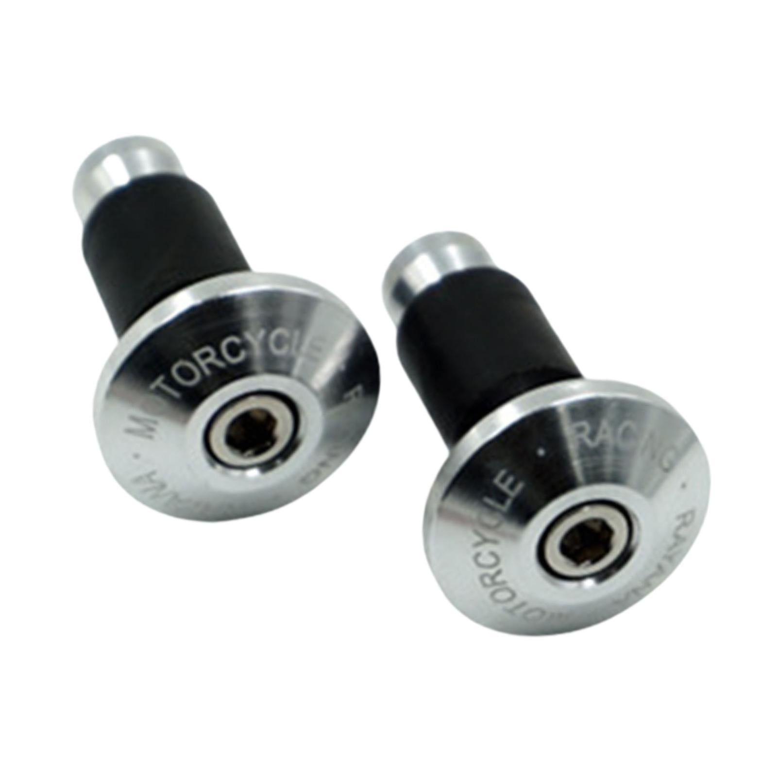 2 Pieces Motorcycle Handlebar Ends Sturdy Spare Part Motorcycle Bar End Cap silver
