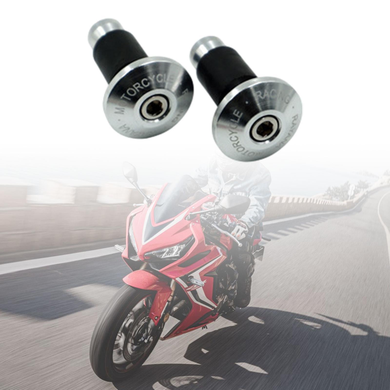 2 Pieces Motorcycle Handlebar Ends Sturdy Spare Part Motorcycle Bar End Cap silver