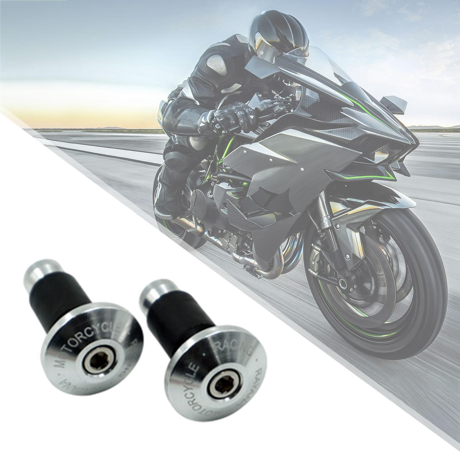 2 Pieces Motorcycle Handlebar Ends Sturdy Spare Part Motorcycle Bar End Cap silver
