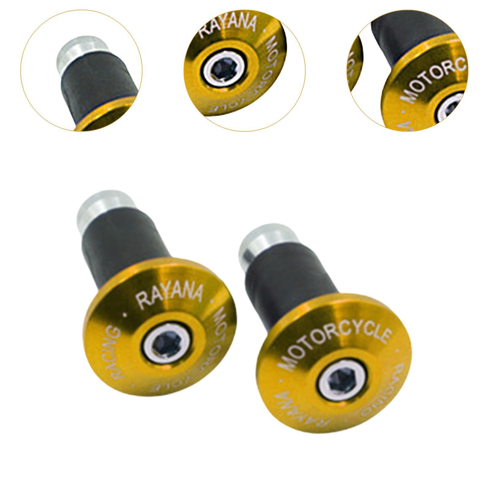 2 Pieces Motorcycle Handlebar Ends Sturdy Spare Part Motorcycle Bar End Cap gold