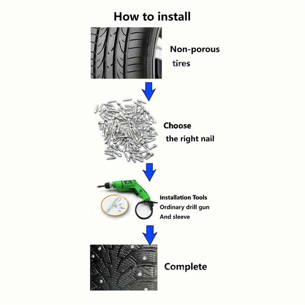 100Pcs 12 x 4mm Screw in Tire Studs Wheel Tyre Studs for Car Truck Motorcycle Bicycle Boot Tire Spikes - Silver