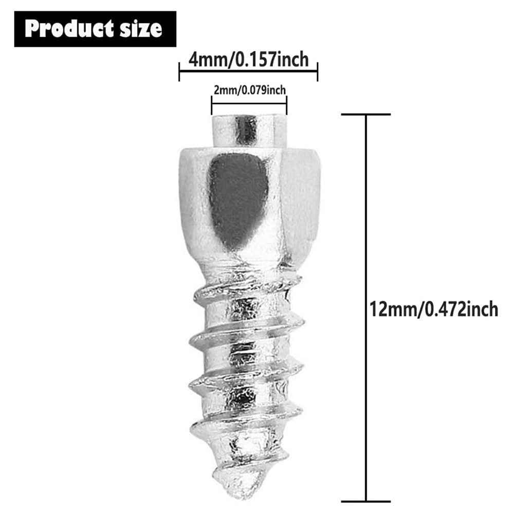 100Pcs 12 x 4mm Screw in Tire Studs Wheel Tyre Studs for Car Truck Motorcycle Bicycle Boot Tire Spikes - Silver