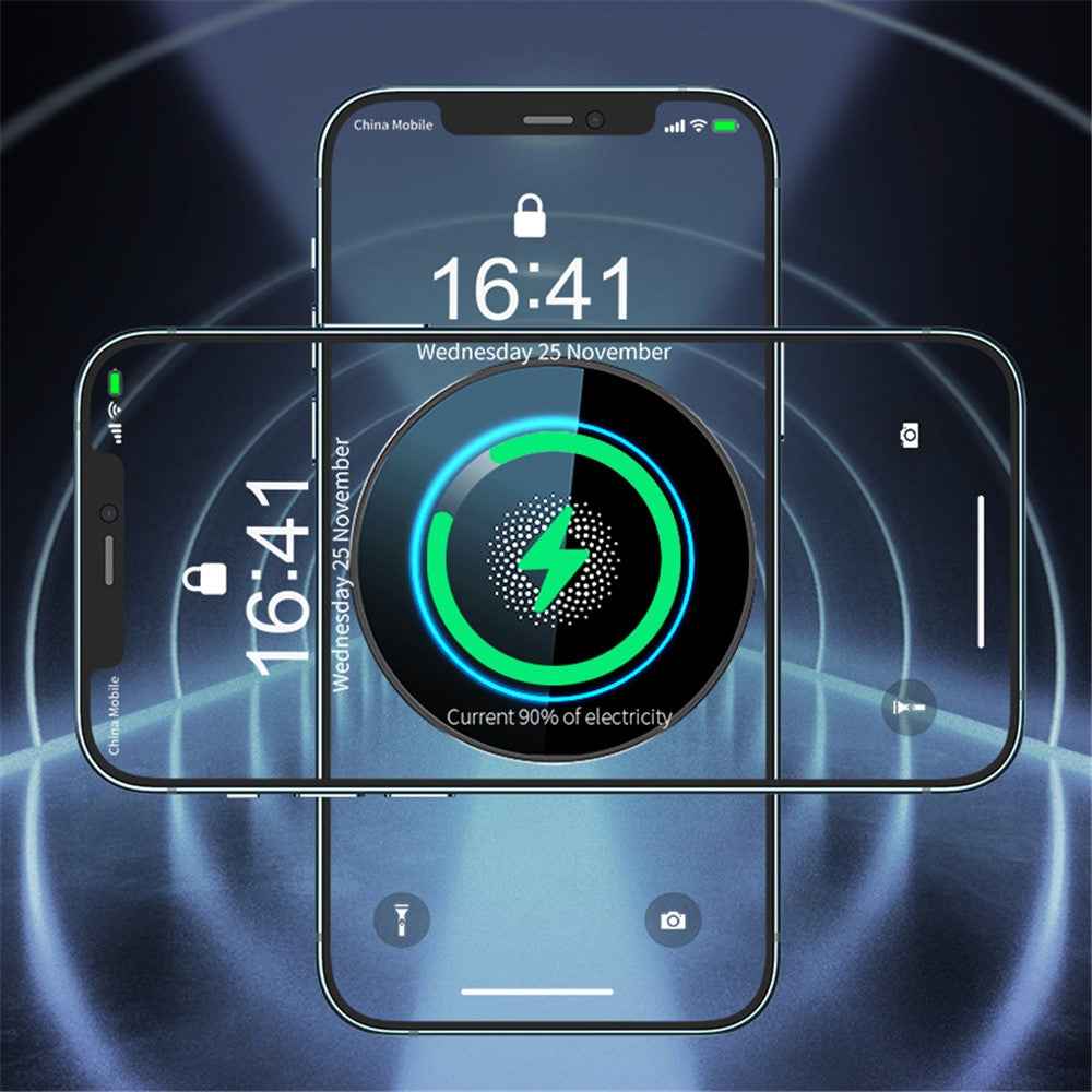 R-JUST RJ-CZ04 Multi-function Vehicle Cell Phone Mount 15W Wireless Magnetic Charger Universal Car Air Vent Phone Holder for iPhone 12/13 Series - Black