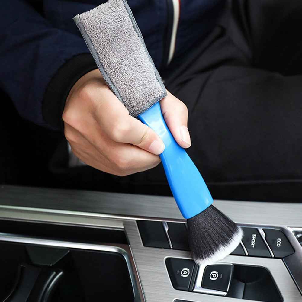 Car Air Conditioning Outlet Dust Removal Brush Multifunctional Double-head Auto Interior Cleaning Tool - Blue