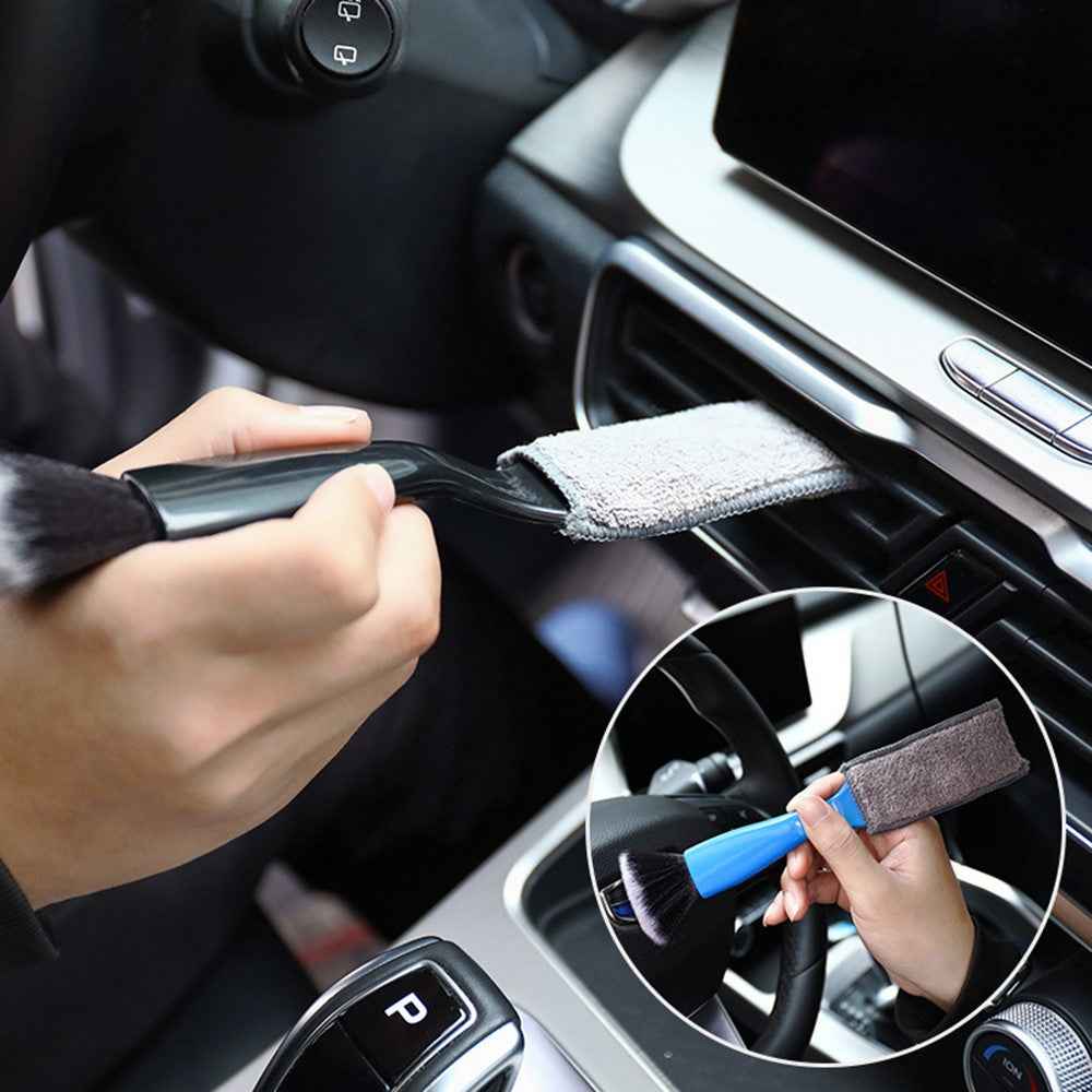 Car Air Conditioning Outlet Dust Removal Brush Multifunctional Double-head Auto Interior Cleaning Tool - Blue