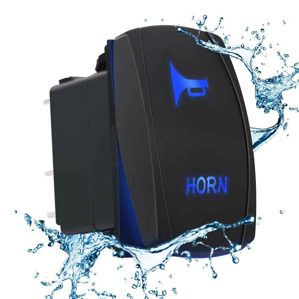 Horn Button Momentary Rocker Switch LED Light 12V 20A / 24V 10A Switch with Jumper Wires Set