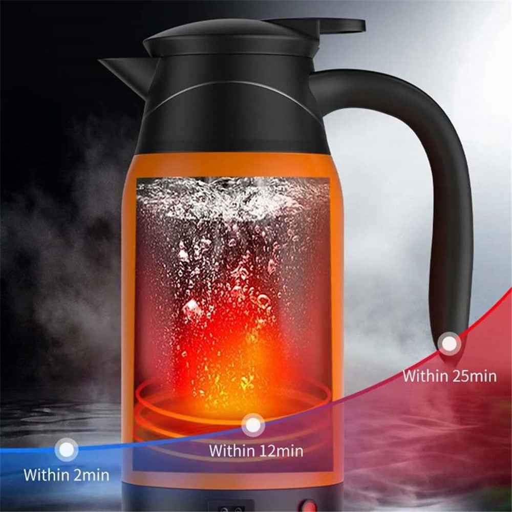 YT-1000A 12V 1000ml Car Electric Kettle Digital Display Stainless Steel Boiling Water Cup (No FDA Certificate) - Orange