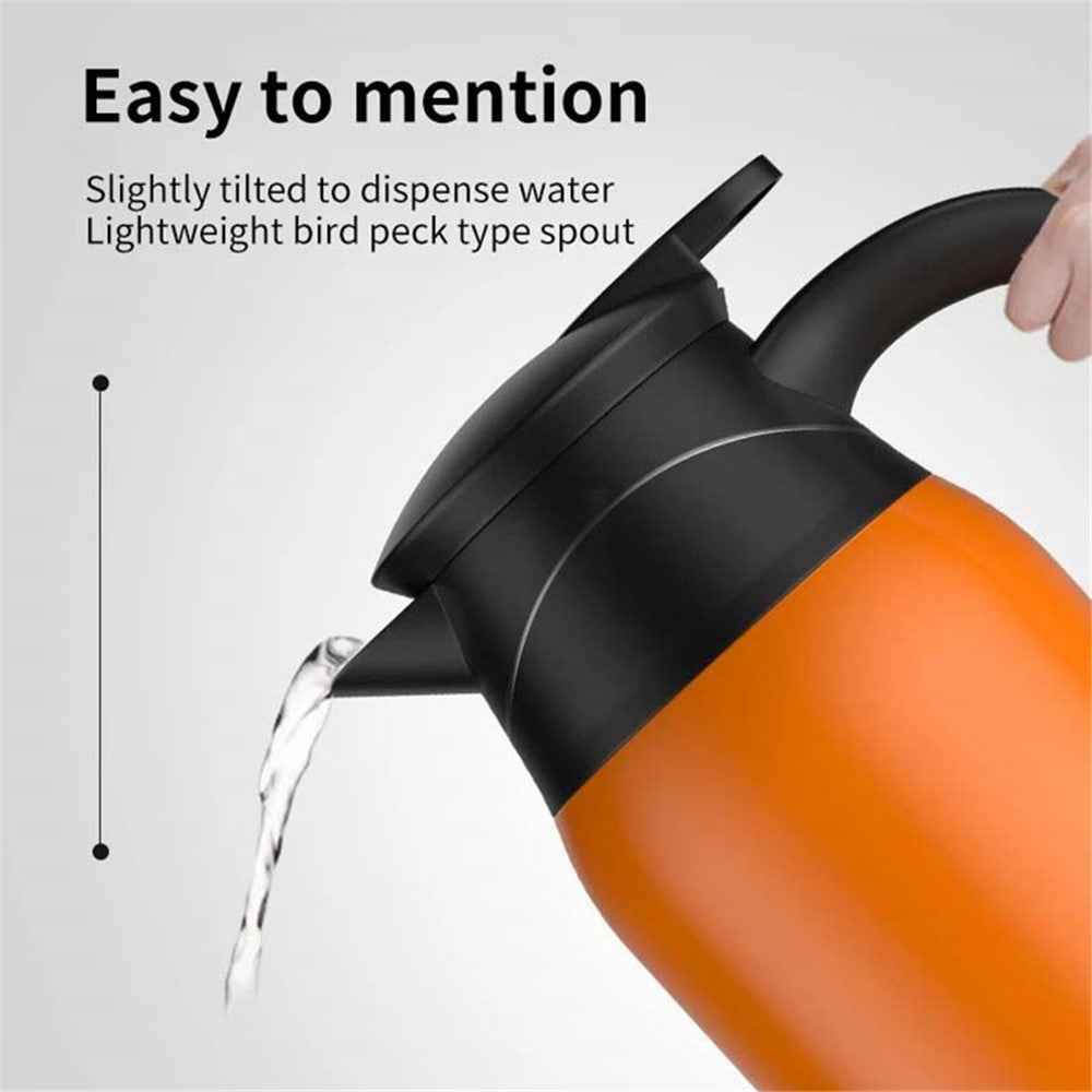 YT-1000A 12V 1000ml Car Electric Kettle Digital Display Stainless Steel Boiling Water Cup (No FDA Certificate) - Orange
