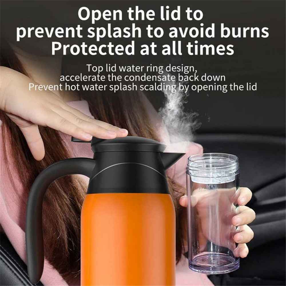 YT-1000A 12V 1000ml Car Electric Kettle Digital Display Stainless Steel Boiling Water Cup (No FDA Certificate) - Orange
