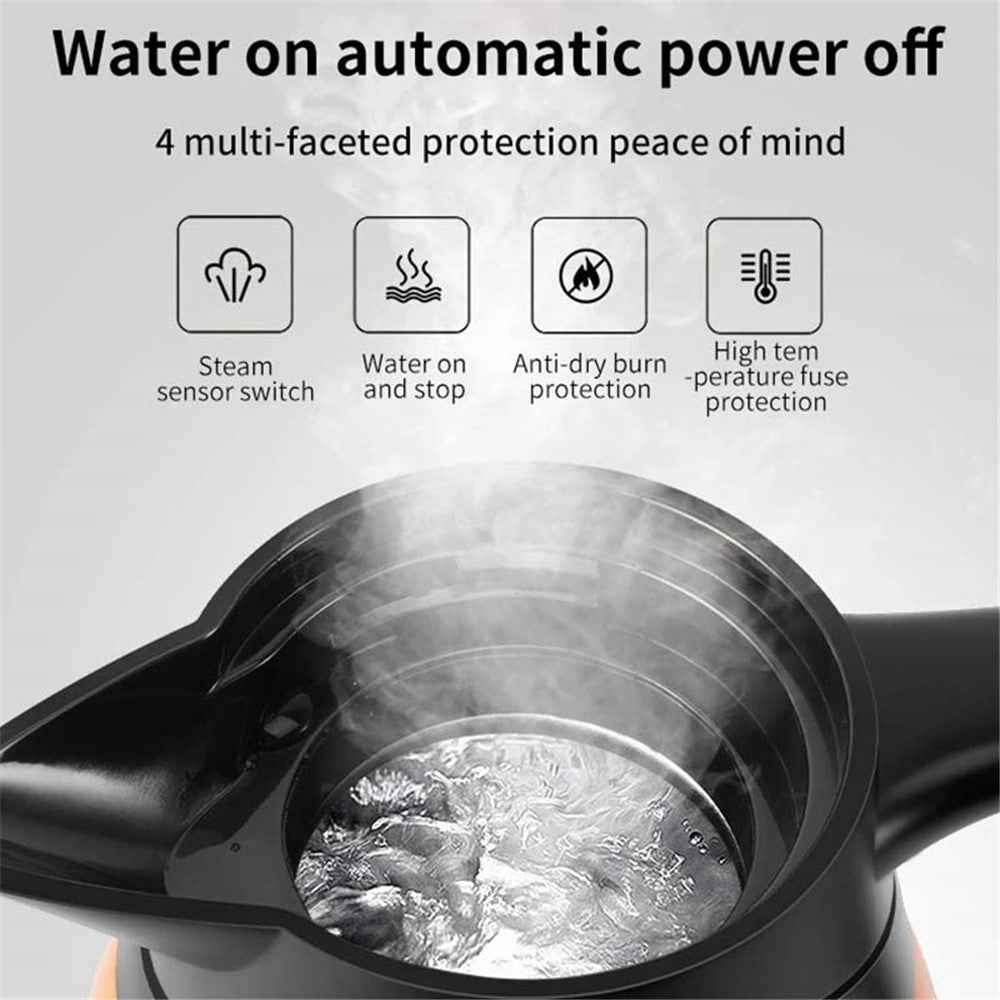 YT-1000A 12V 1000ml Car Electric Kettle Digital Display Stainless Steel Boiling Water Cup (No FDA Certificate) - Orange