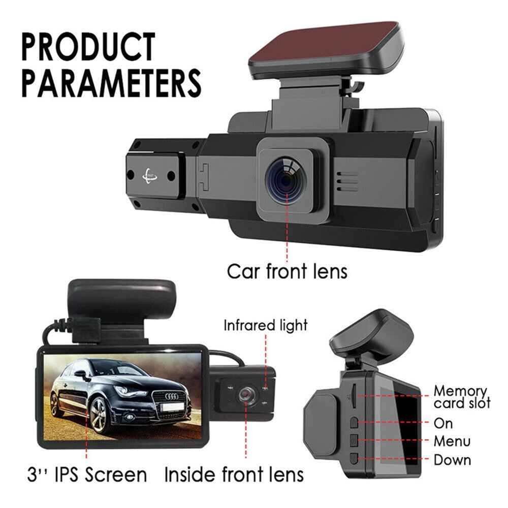 Front and Rear Recording Dash Cam 1080P HD Night Vision Car Camera Recorder ( without WiFi )