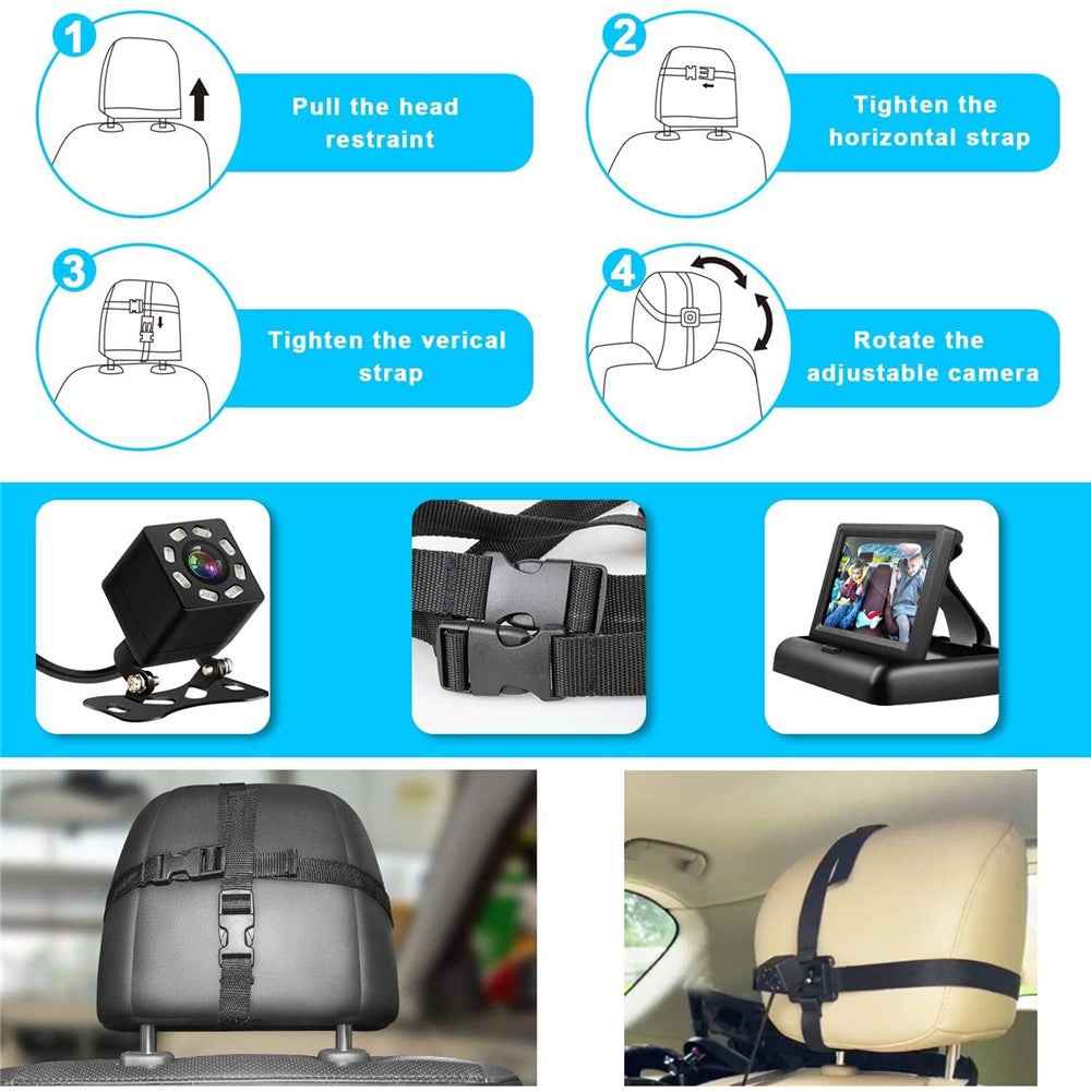 4.3 Inch 150 Degree Wide Angle Night Vision Car Baby Monitor IP68 Waterproof Infrared Camera